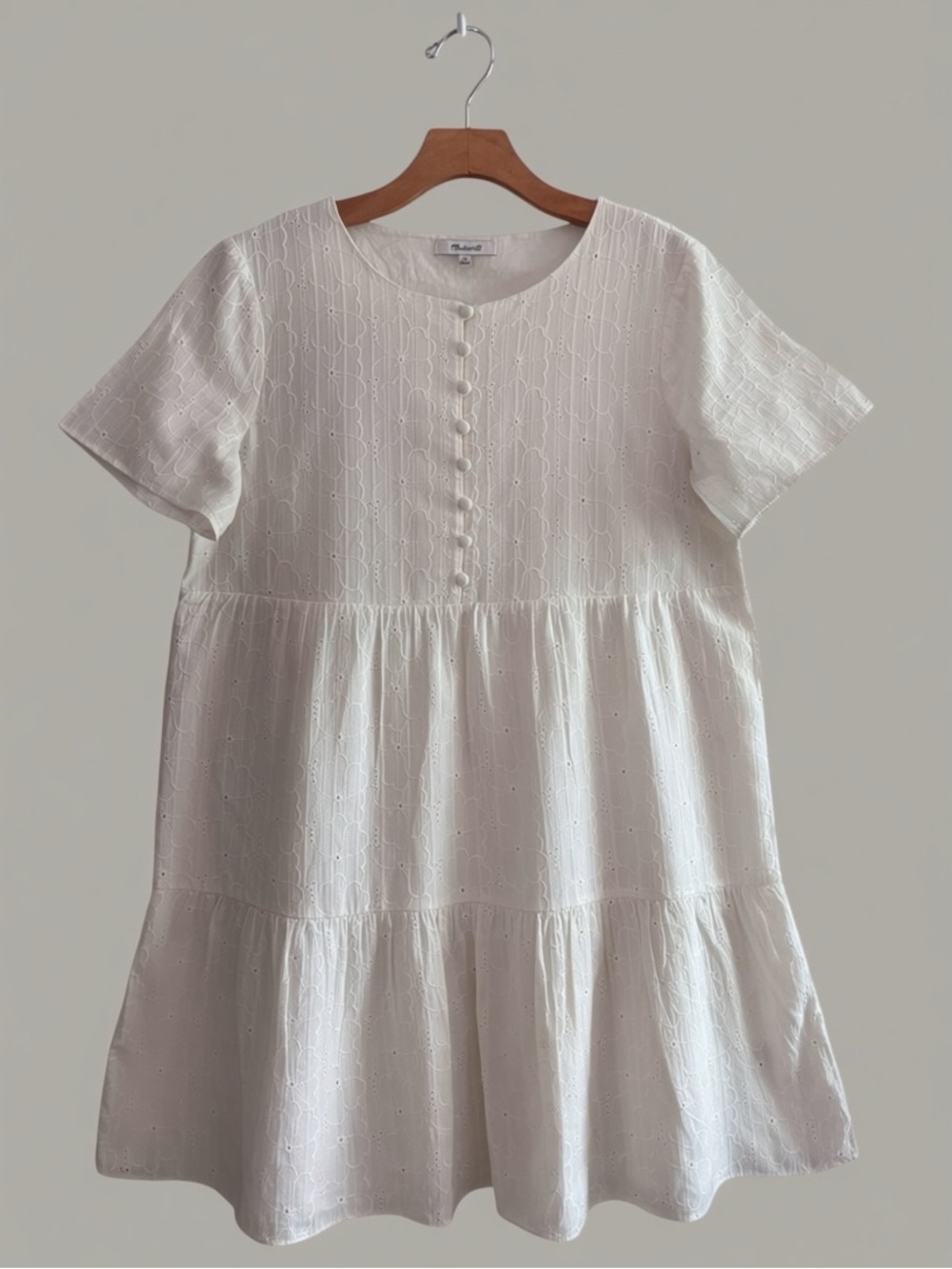 Madewell White Eyelet Tiered Mini Dress Size M